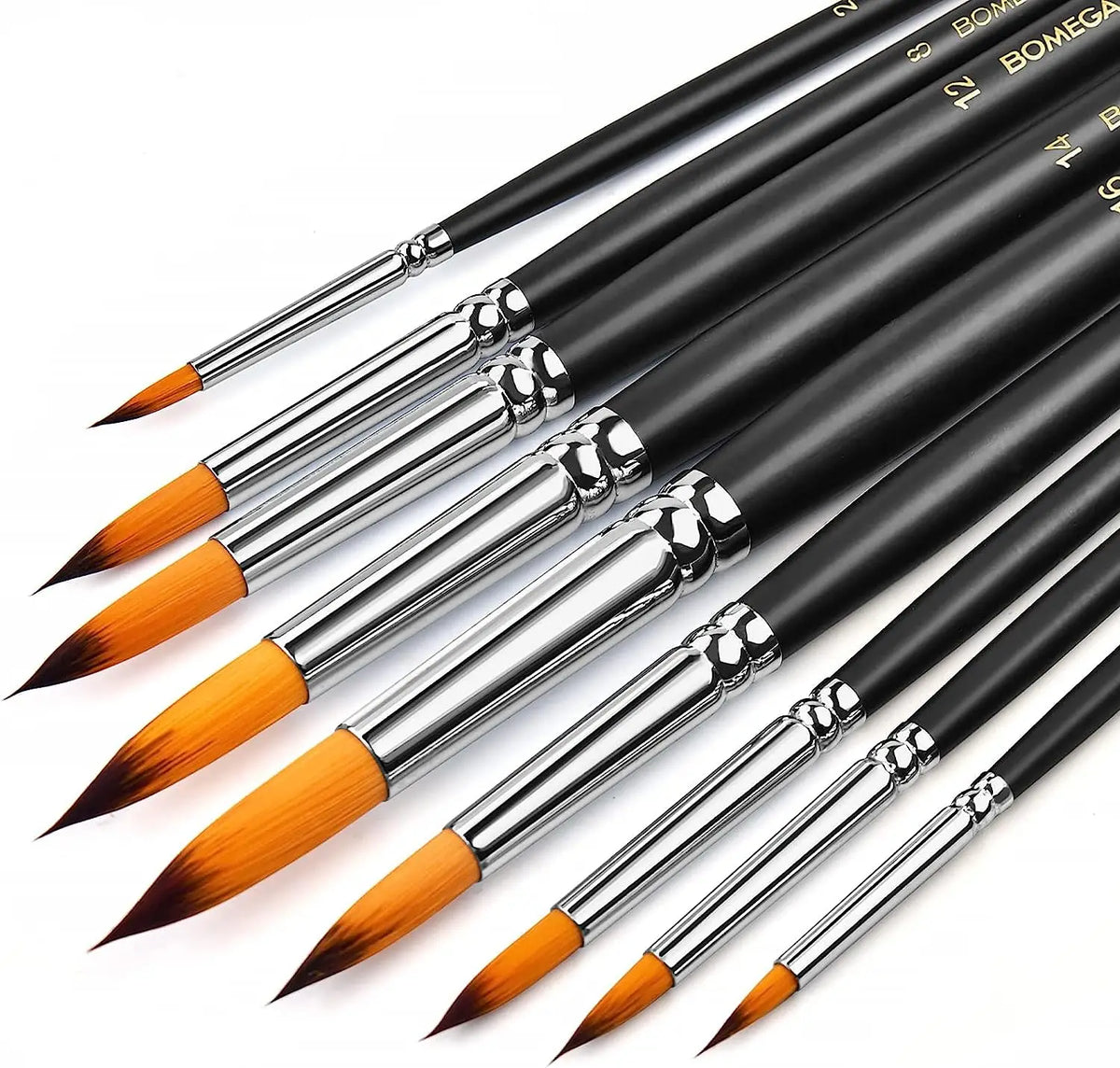 9er-Set runde Aquarellpinsel
