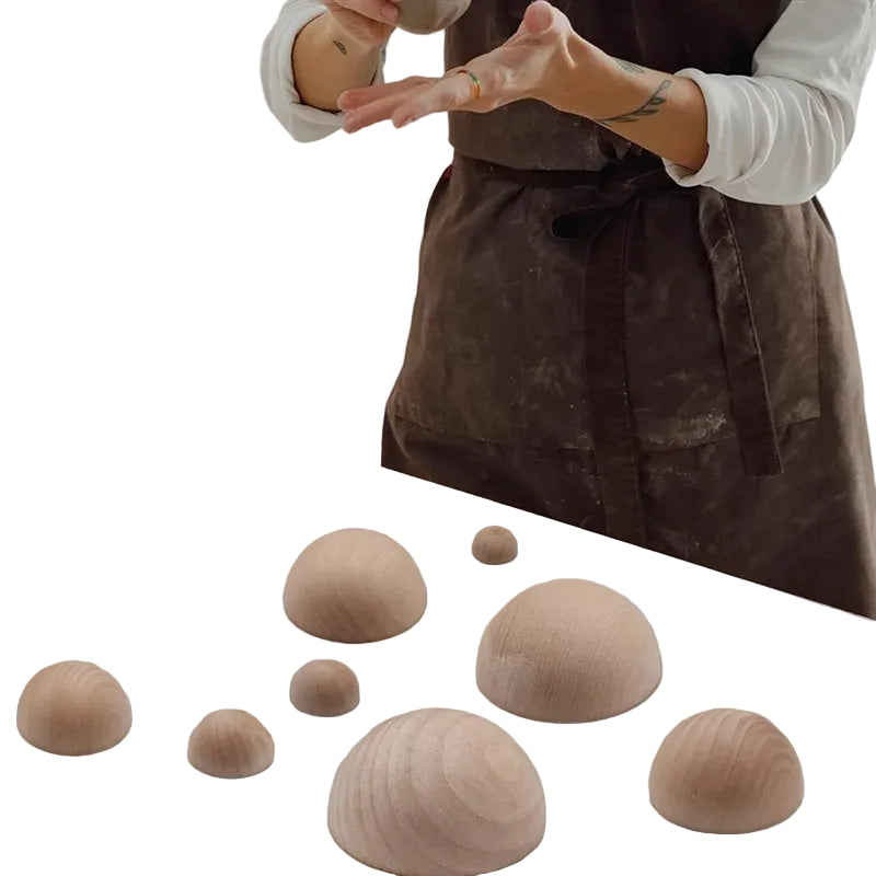 8er-Set halbrunde Holzformen für Ton-Schalen