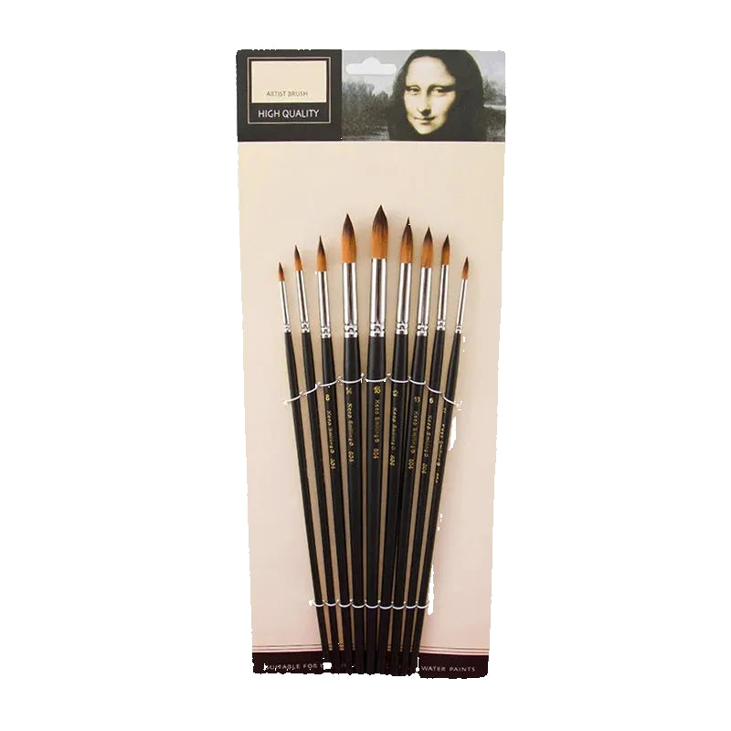 9er-Set runde Aquarellpinsel