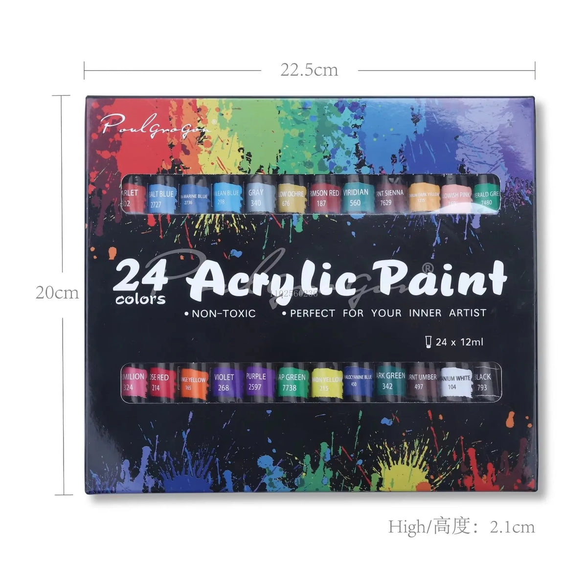 Acrylfarben-Set mit 24 Farben und Pinseln