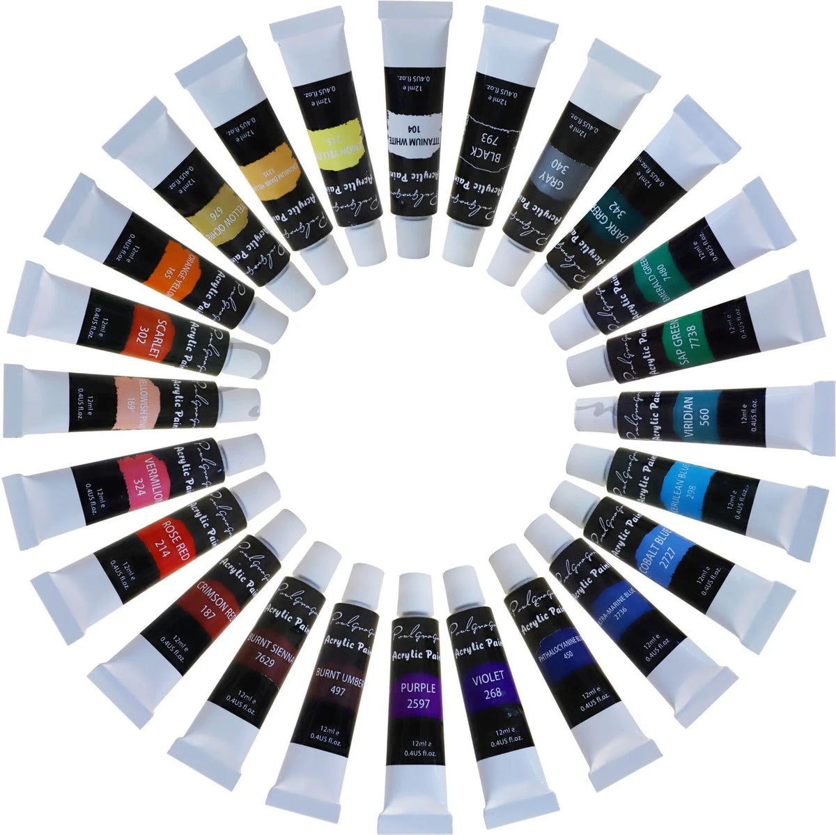 Acrylfarben-Set mit 24 Farben und Pinseln