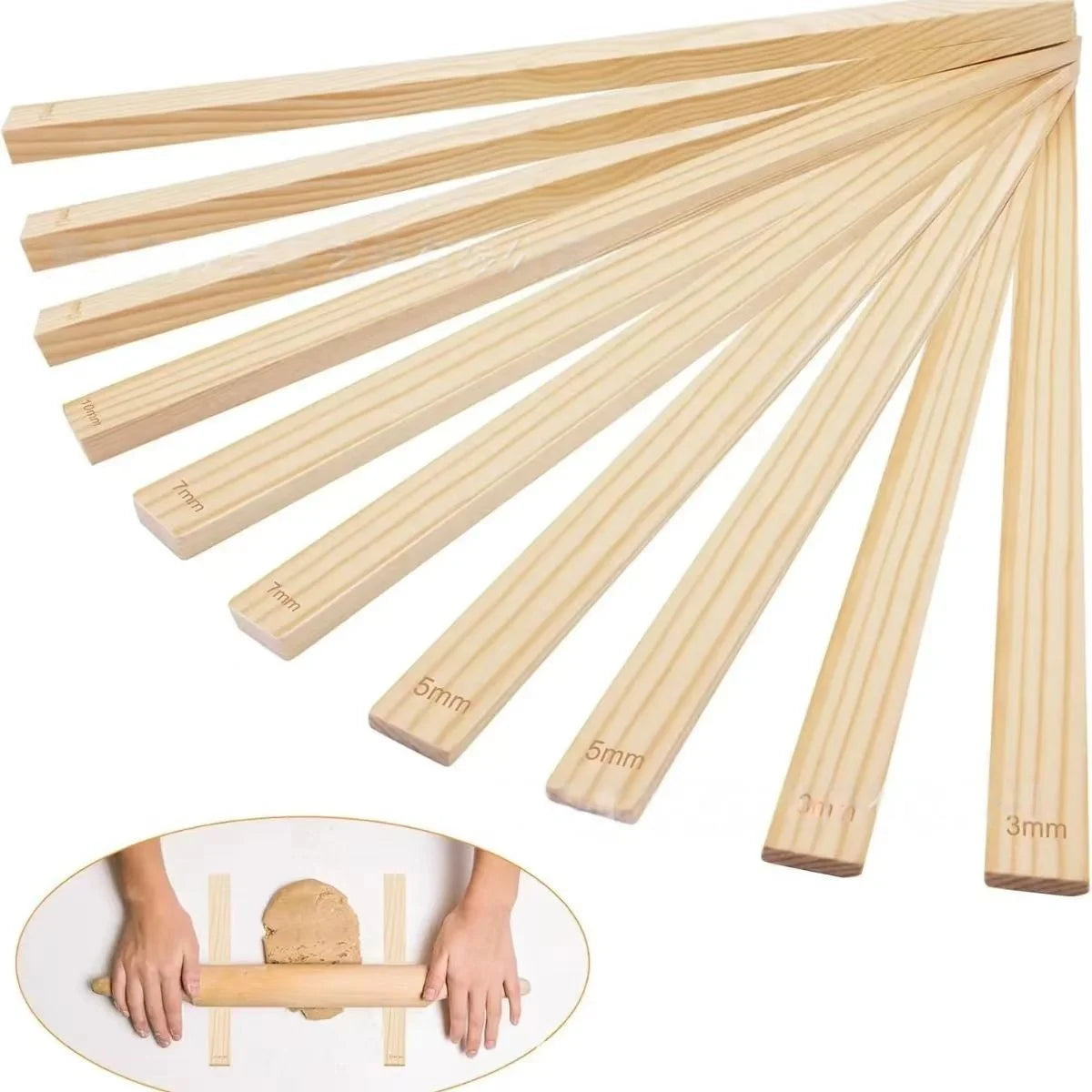 10er-Set Holzleisten für gleichmäßige Tonplatten